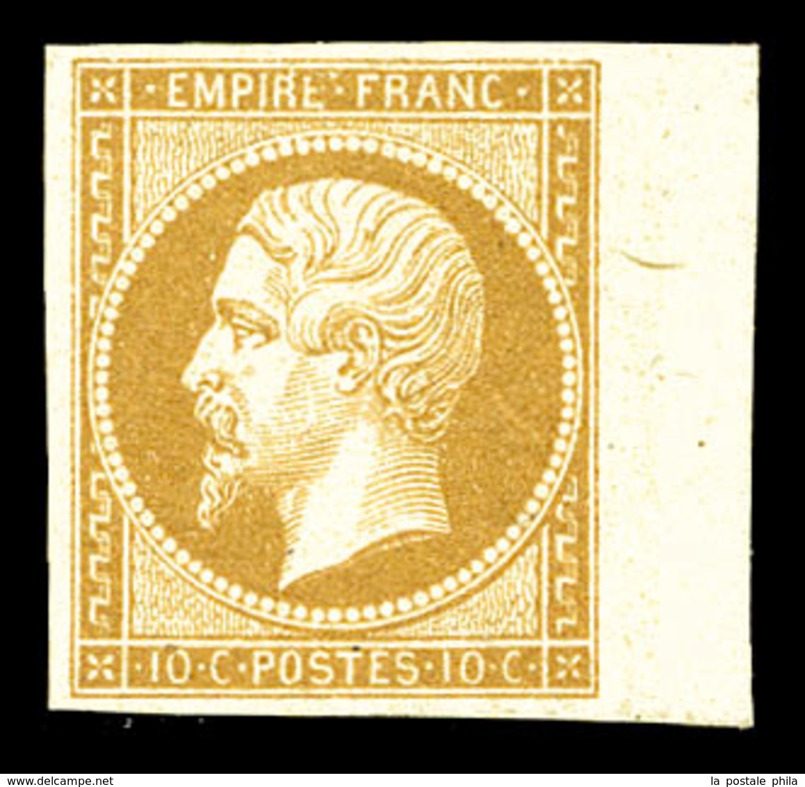 * N°13B, 10c Brun-clair Type II, Belles Marges, Bord De Feuille. SUP (certificat)  Qualité: *  Cote: 1100 Euros - 1853-1860 Napoléon III