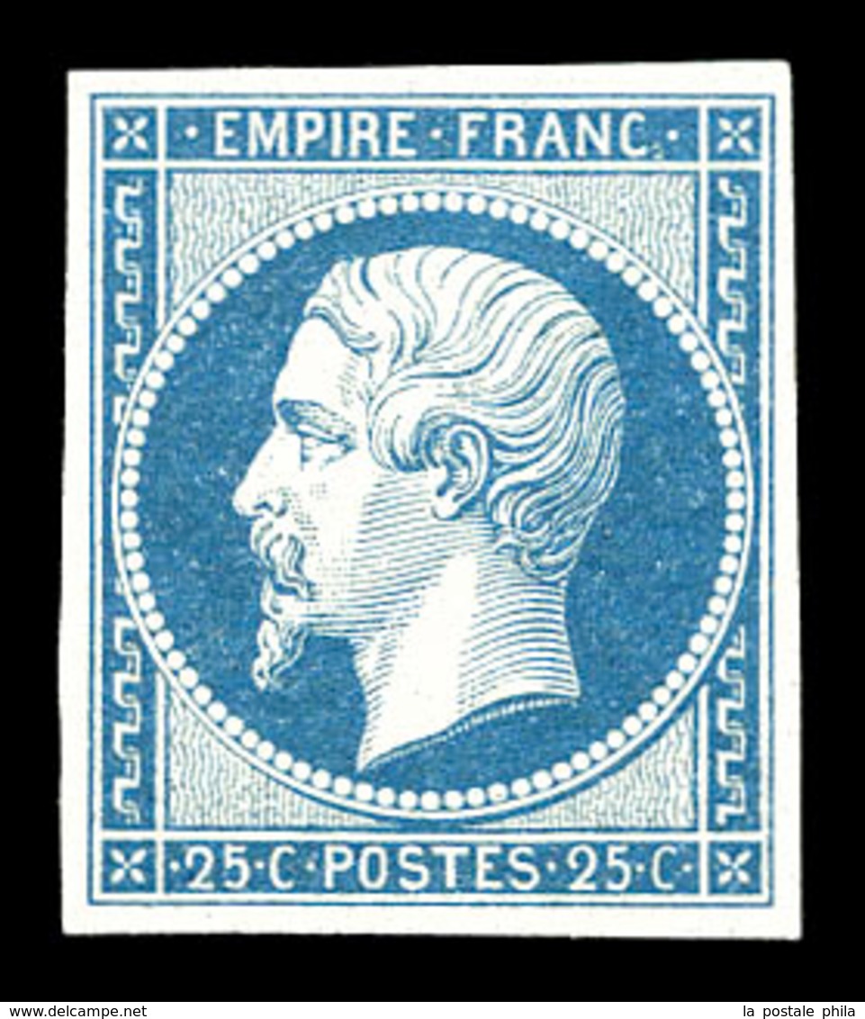 ** N°15, 25c Bleu, Quatre Belles Marges, Fraîcheur Postale. SUPERBE. R.R.R. (certificat)  Qualité: ** - 1853-1860 Napoléon III