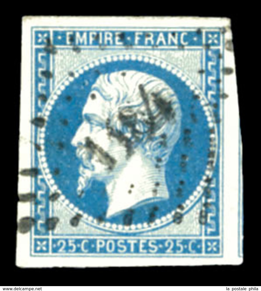 O N°15, 25c Bleu Obl PC, Jolies Marges. TTB  Qualité: O  Cote: 290 Euros - 1853-1860 Napoleon III