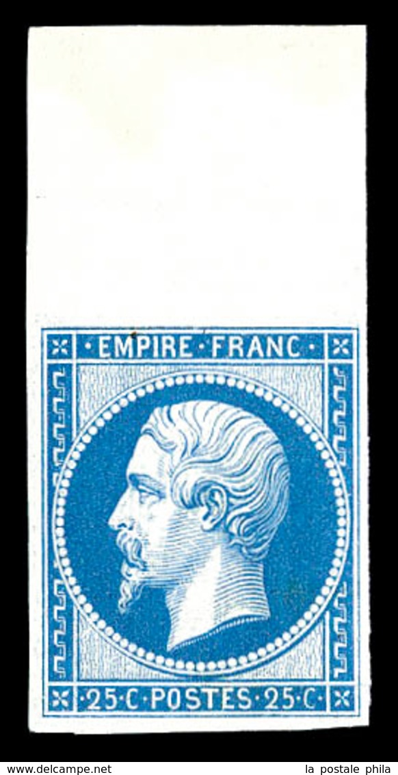 ** N°15c, 25c Bleu, Impression De 1862 Grand Bord De Feuille, FRAÎCHEUR POSTALE, SUP (certificat)  Qualité: ** - 1853-1860 Napoleon III
