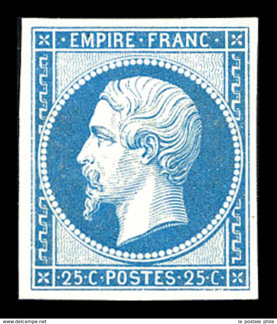 * N°15c, 25c Bleu, Impression De 1862, Quatre Belles Marges. TTB (certificat)  Qualité: *  Cote: 600 Euros - 1853-1860 Napoléon III