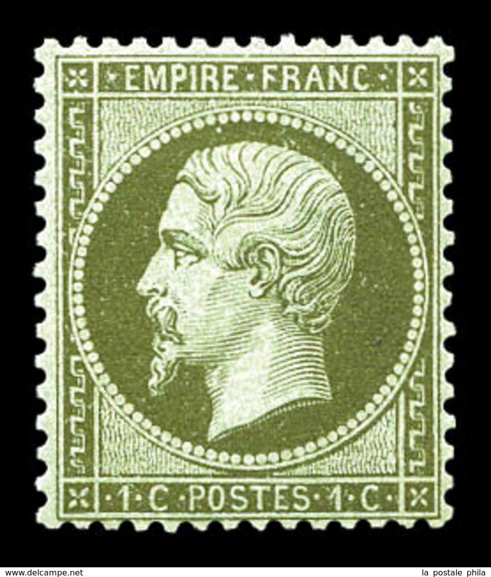 ** N°19, 1c Olive, Fraîcheur Postale. SUP (certificat)  Qualité: ** - 1862 Napoléon III