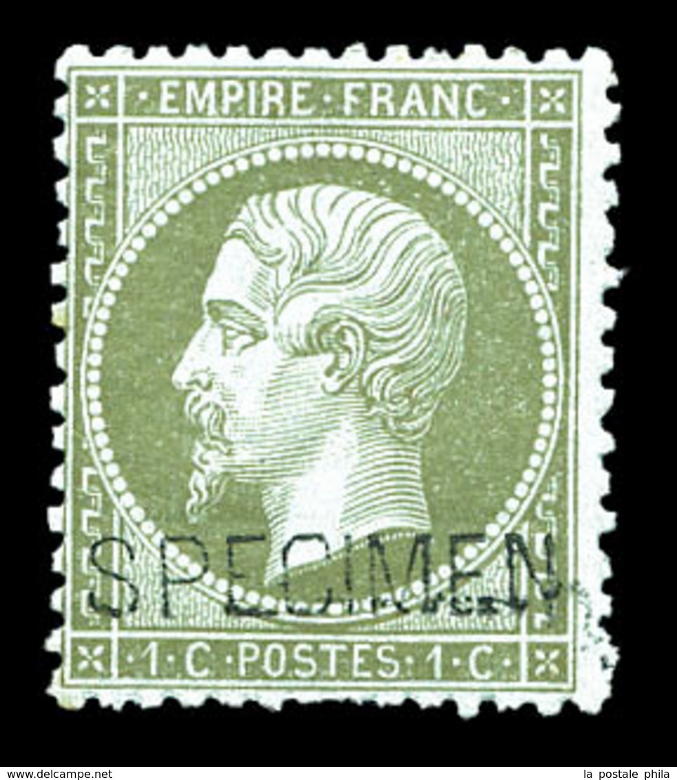 * N°19f, 1c Olive Surchargé 'SPECIMEN'. TB  Qualité: *  Cote: 400 Euros - 1862 Napoléon III