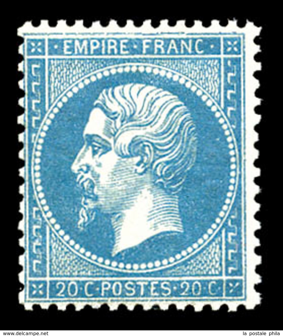 ** N°22, 20c Bleu, Fraîcheur Postale, SUP (signé Brun/certificat)  Qualité: ** - 1862 Napoléon III