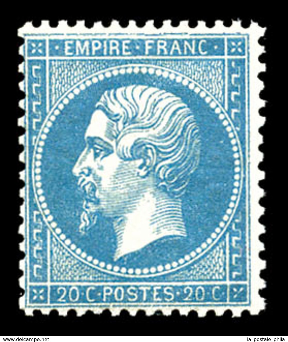 ** N°22, 20c Bleu, Fraîcheur Postale, SUP (signé Brun/certificat)  Qualité: ** - 1862 Napoleon III