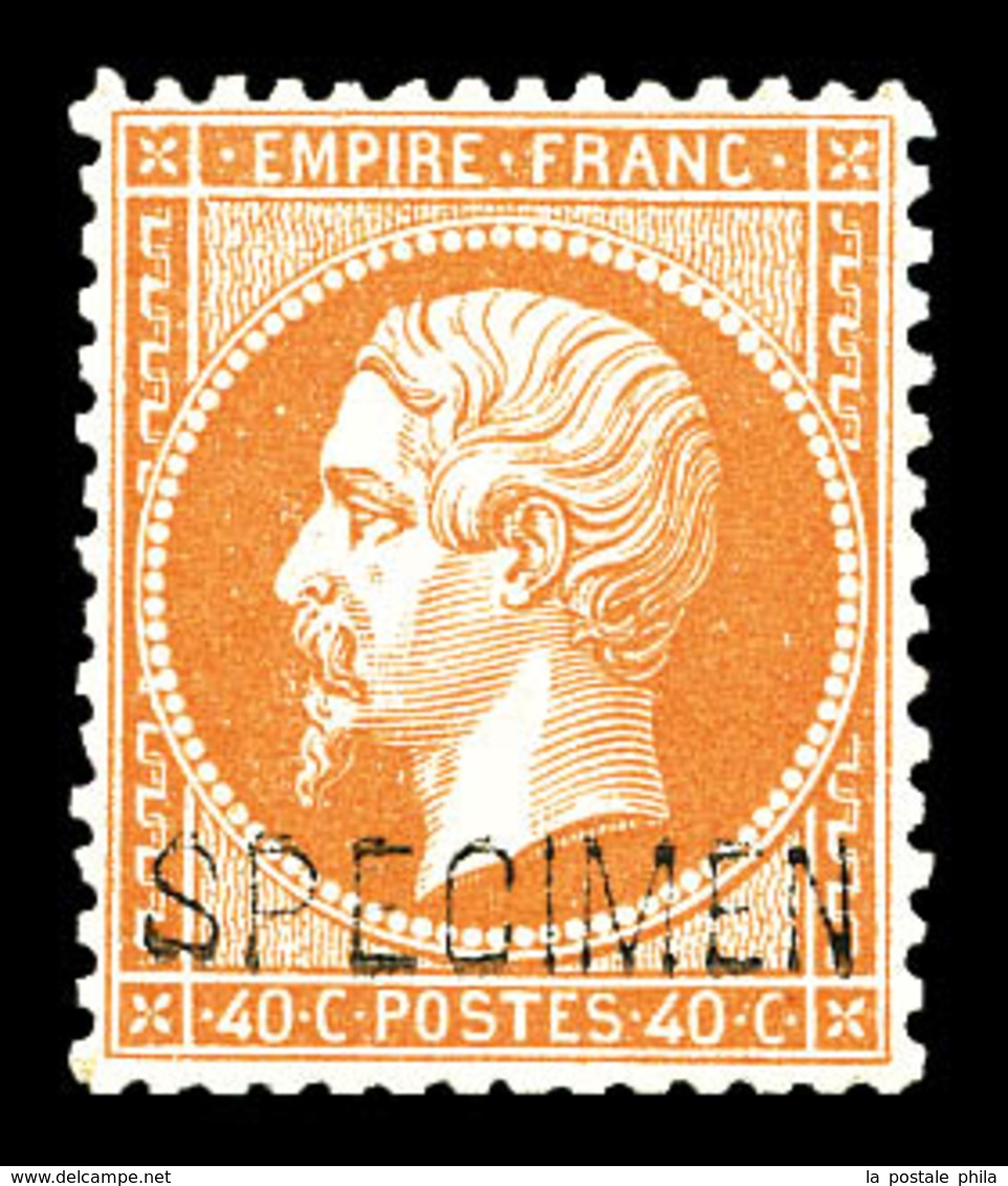 * N°23d, 40c Orange Surchargé 'SPECIMEN', Frais. TTB (certificat)  Qualité: *  Cote: 1300 Euros - 1862 Napoleon III