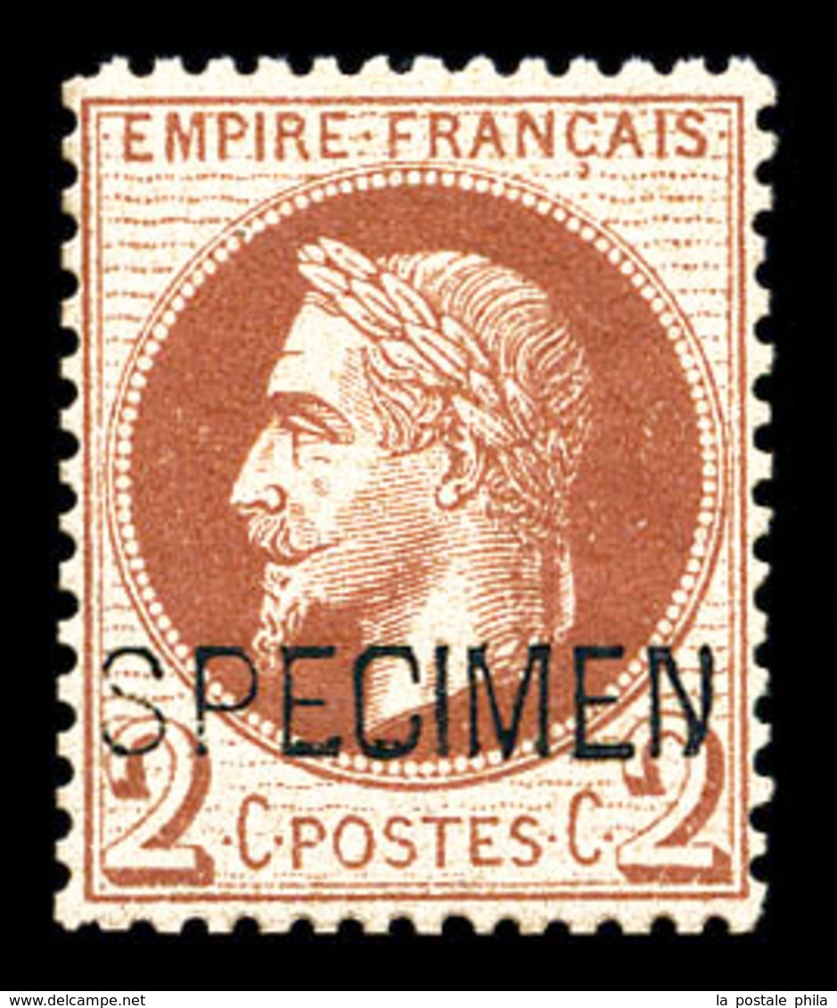 ** N°26Be, 2c Rouge-brun Surchargé 'SPECIMEN'. SUP (signé Calves/certificat)  Qualité: ** - 1863-1870 Napoleon III With Laurels