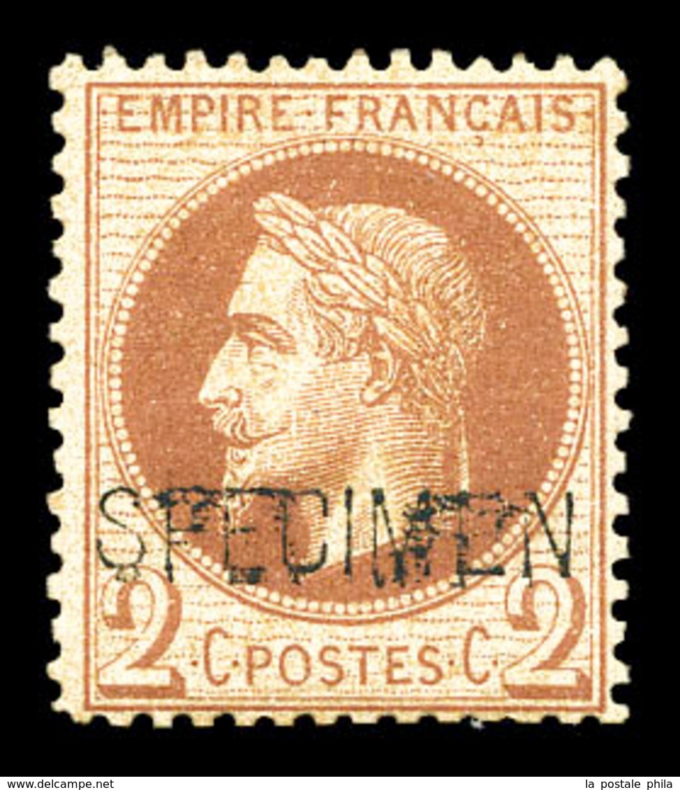 * N°26Be, 2c Rouge-brun Surchargé 'SPECIMEN' .TB  Qualité: *  Cote: 400 Euros - 1863-1870 Napoléon III Lauré