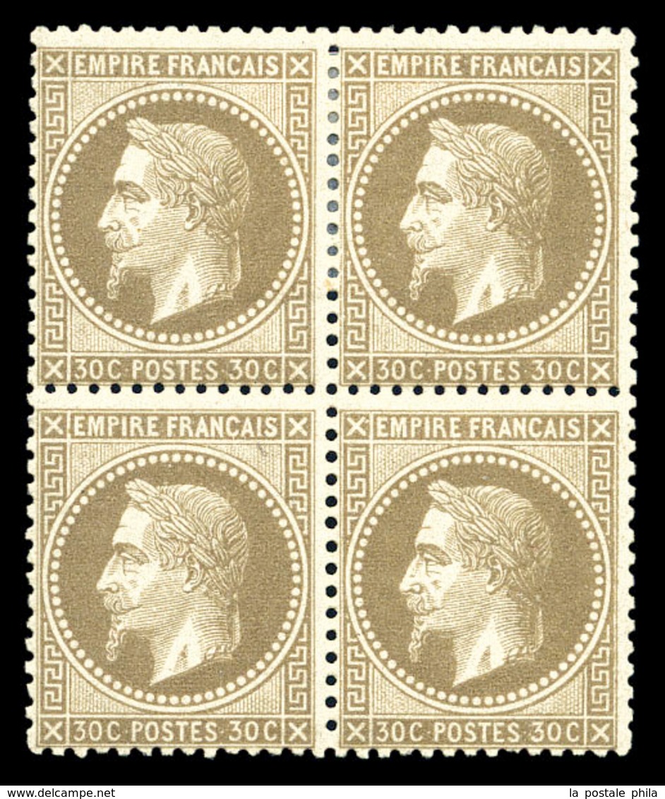 ** N°30a, 30c Brun-clair En Bloc De Quatre (2ex*), Fraîcheur Postale. SUP (signé Brun/Calves/Margues)  Qualité: ** - 1863-1870 Napoleon III With Laurels