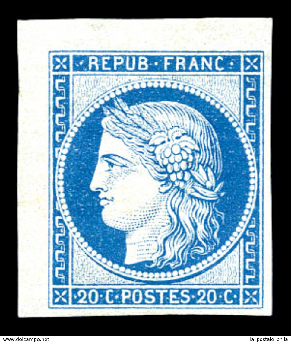 * N°37f, Granet, 20c Bleu, Coin De Feuille, Fraîcheur Postale, SUP (signé/certificat)  Qualité: *  Cote: 500 Euros - 1870 Siège De Paris