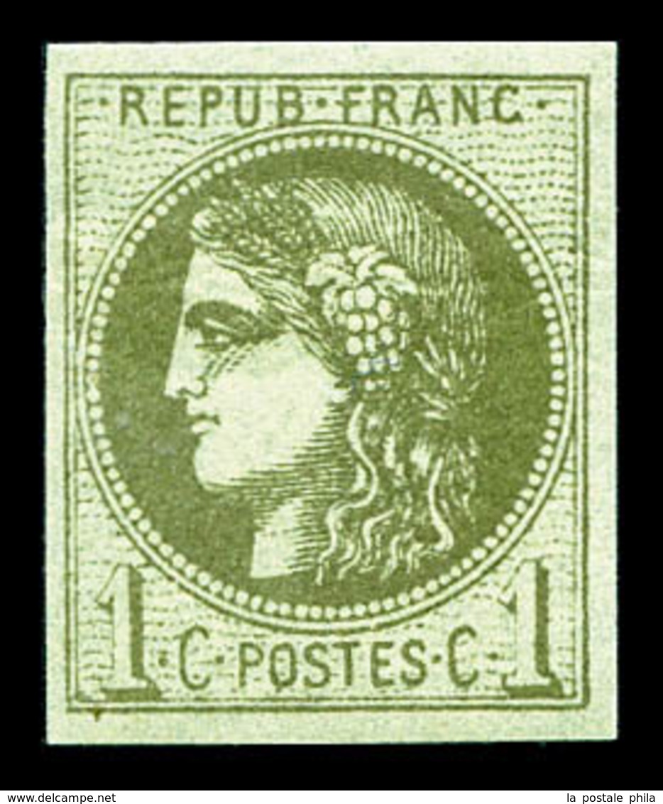 ** N°39C, 1c Olive Rep 3, Fraîcheur Postale, TTB  Qualité: ** - 1870 Uitgave Van Bordeaux
