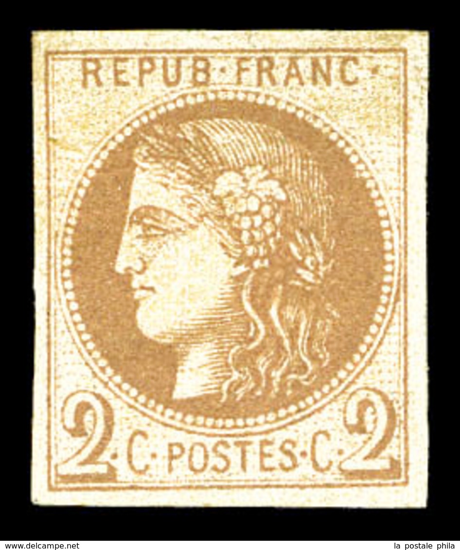 * N°40A, 2c Chocolat Clair Report 1, Fraîcheur Postale. SUP (signé Calves/Brun/certificat)  Qualité: *  Cote: 1750 Euros - 1870 Uitgave Van Bordeaux