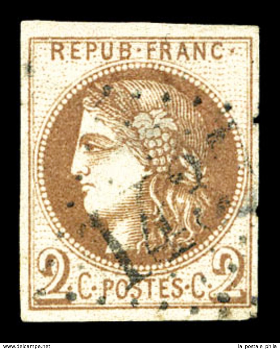 O N°40Aa, 2c Chocolat Report 1, Pelurage Sinon TB (certificat)  Qualité: O  Cote: 1500 Euros - 1870 Bordeaux Printing