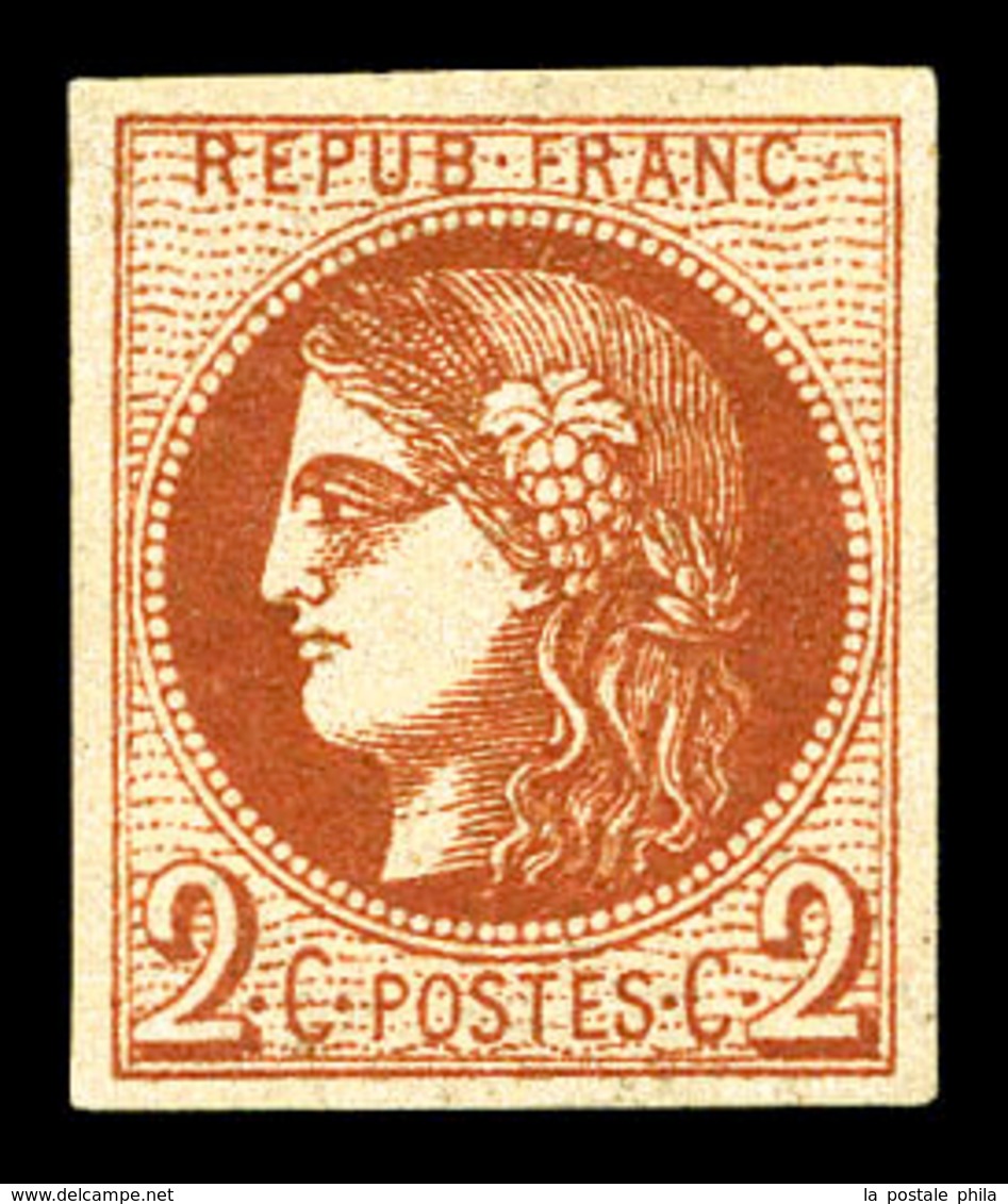 * N°40Bf, 2c Rouge-brique Foncé, Quatre Belles Marges, Superbe Nuance. TTB. R.R. (signé Calves/certificat)  Qualité: *   - 1870 Uitgave Van Bordeaux