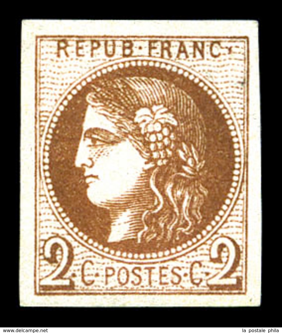 (*) N°40Bg, 2c Chocolat, Belles Marges, Jolie Couleur. TTB (signé Calves/certificat)  Qualité: (*) - 1870 Bordeaux Printing
