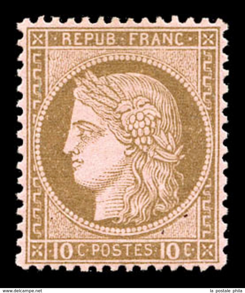 ** N°54, 10c Brun Sur Rose, Fraîcheur Postale, Très Bon Centrage. SUPERBE (signé Bernard/certificat)  Qualité: ** - 1871-1875 Cérès