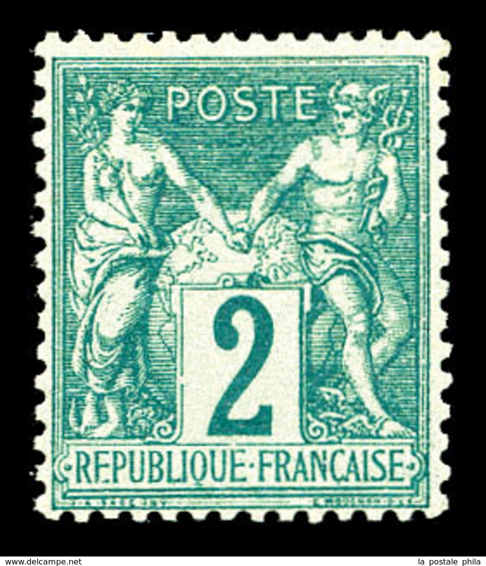 * N°62, 2c Vert Type I, Frais, TTB (signé Brun/certificat)  Qualité: *  Cote: 1800 Euros - 1876-1878 Sage (Type I)