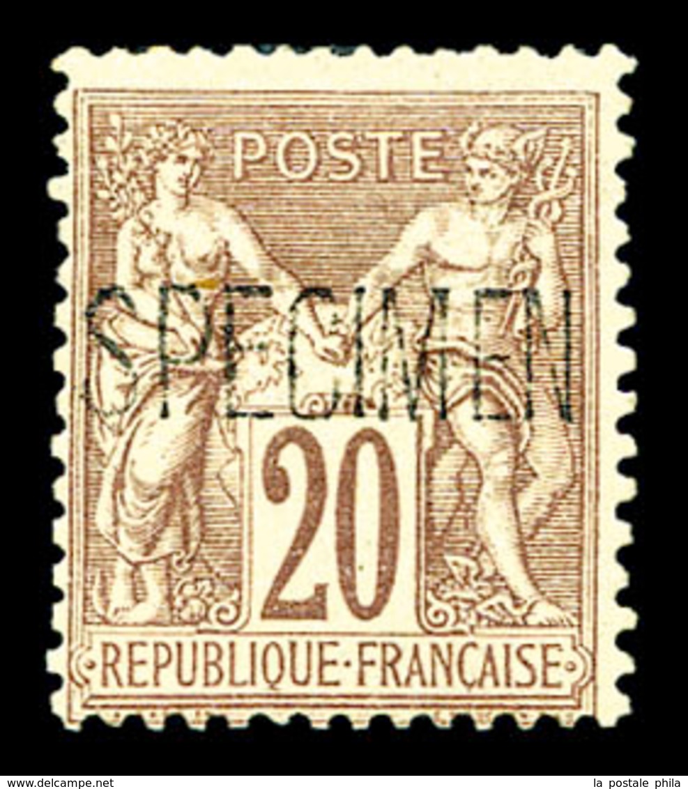 * N°67c, 20c Brun-lilas Type I Surchargé 'SPECIMEN'. SUP. R.R. (certificat)  Qualité: *  Cote: 1250 Euros - 1876-1878 Sage (Type I)