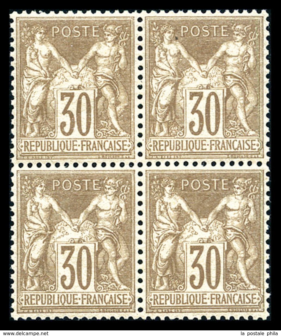 ** N°69, 30c Brun Type I En Bloc De Quatre Fraîcheur Postale, Très Bon Centrage. SUPERBE. R.R. (signé Brun/certificat)   - 1876-1878 Sage (Type I)