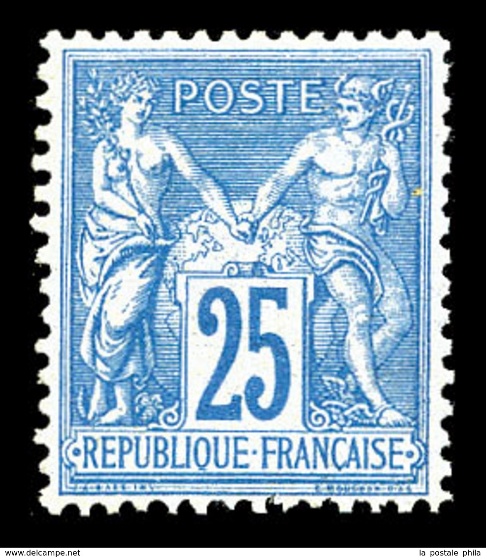 ** N°79, 25c Bleu Type II, Très Bon Centrage, Fraîcheur Postale, SUPERBE (certificat)  Qualité: ** - 1876-1878 Sage (Type I)