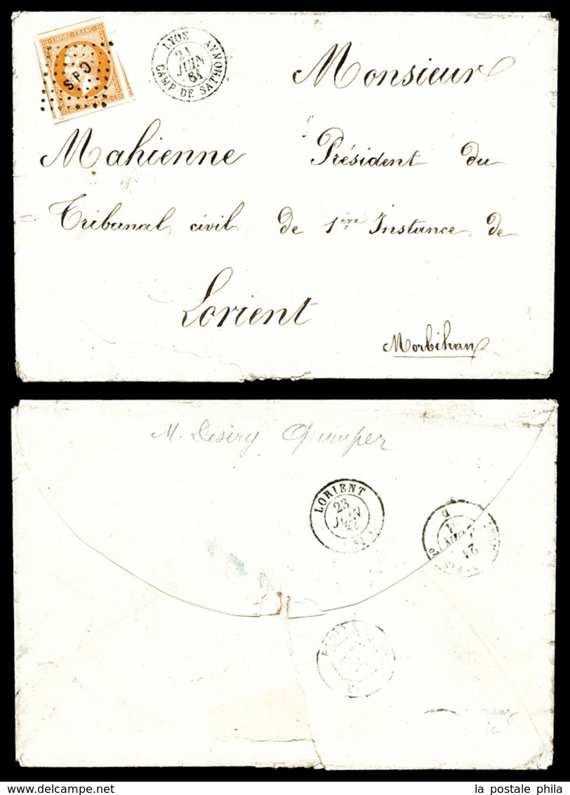 O N°16, 40c Empire Obl Losange 'C.d.S' + Càd Du Camp De Sathonay Le 21 Juin 1861 Sur Lettre En Double Port à Destination - 1849-1876: Klassieke Periode