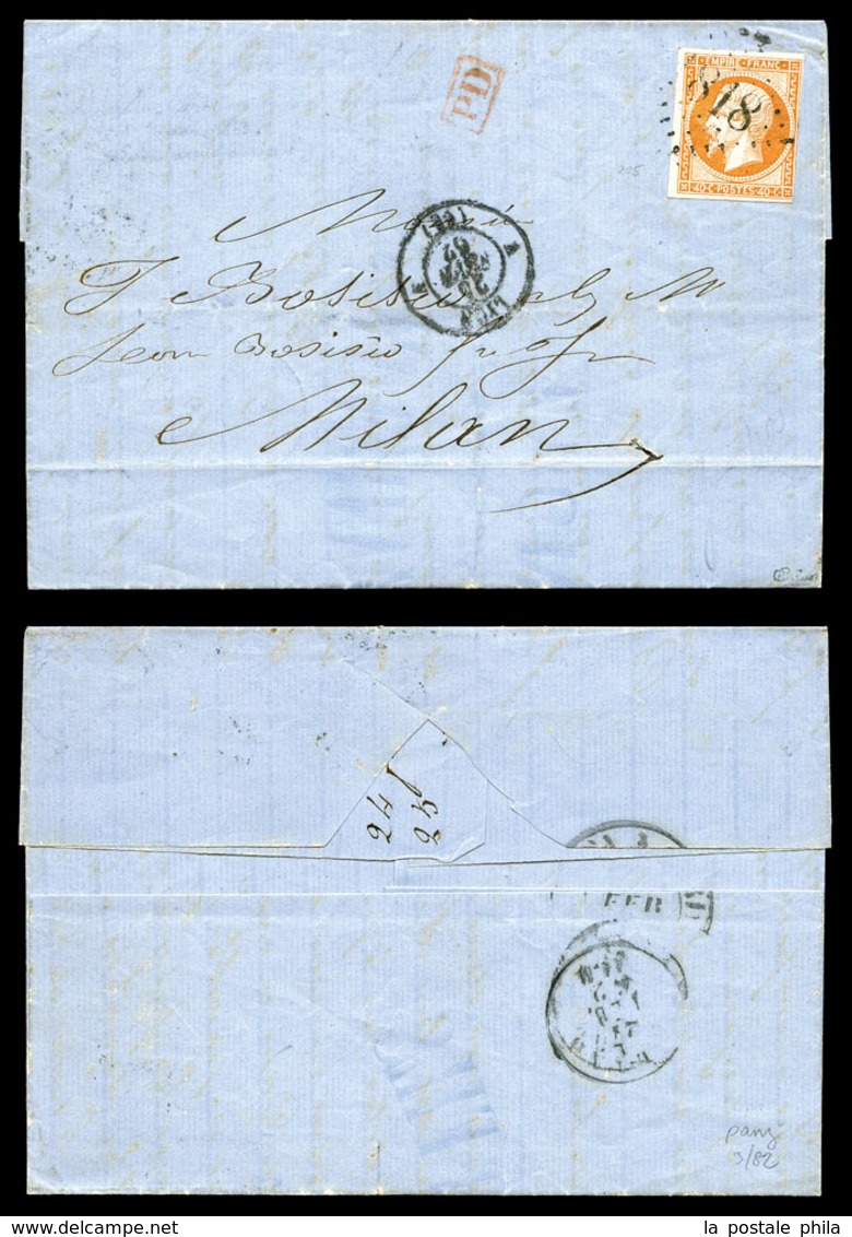 O N°16, 40c Empire (marge Au Filet NE) Obl Cachet D'essai Délié De Lyon '1818' Du 25 Février 1862 (dernier Jour D'utilis - 1849-1876: Classic Period