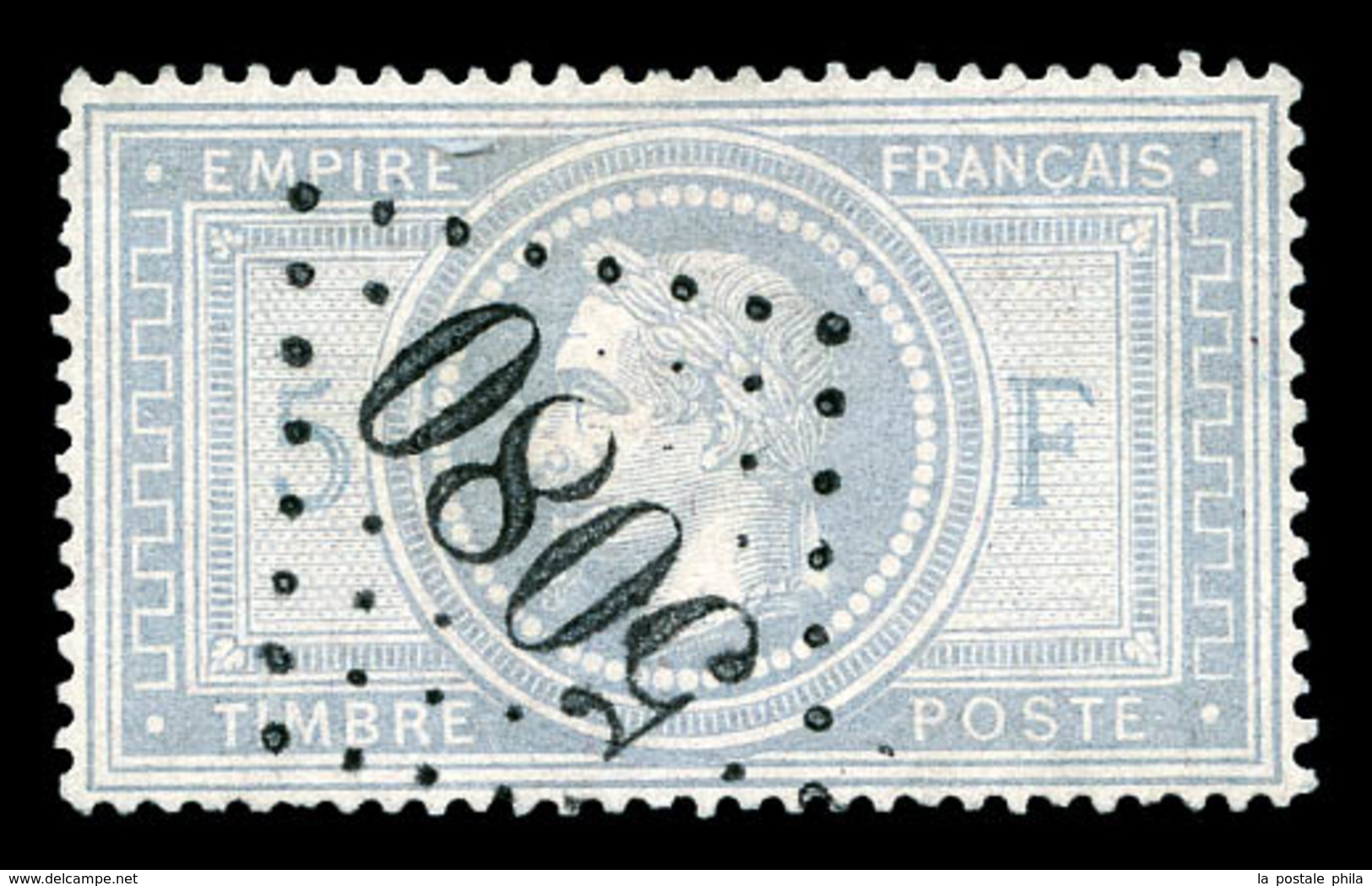 O N°33, 5 Fr Violet-gris Oblitération GC '5080'. Pièce Choisie. SUP (signé Brun/certificat)  Qualité: O - 1849-1876: Klassieke Periode