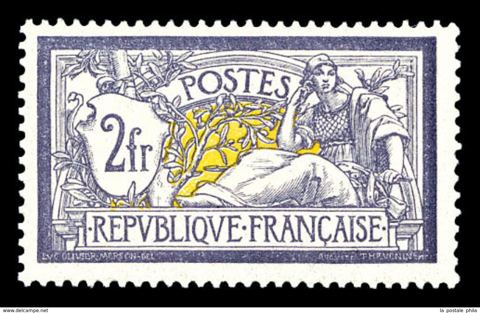 ** N°122, Merson, 2F Violet Et Jaune, Bon Centrage Et Fraîcheur Postale. SUP (certificat)  Qualité: **  Cote: 2500 Euros - 1900-02 Mouchon
