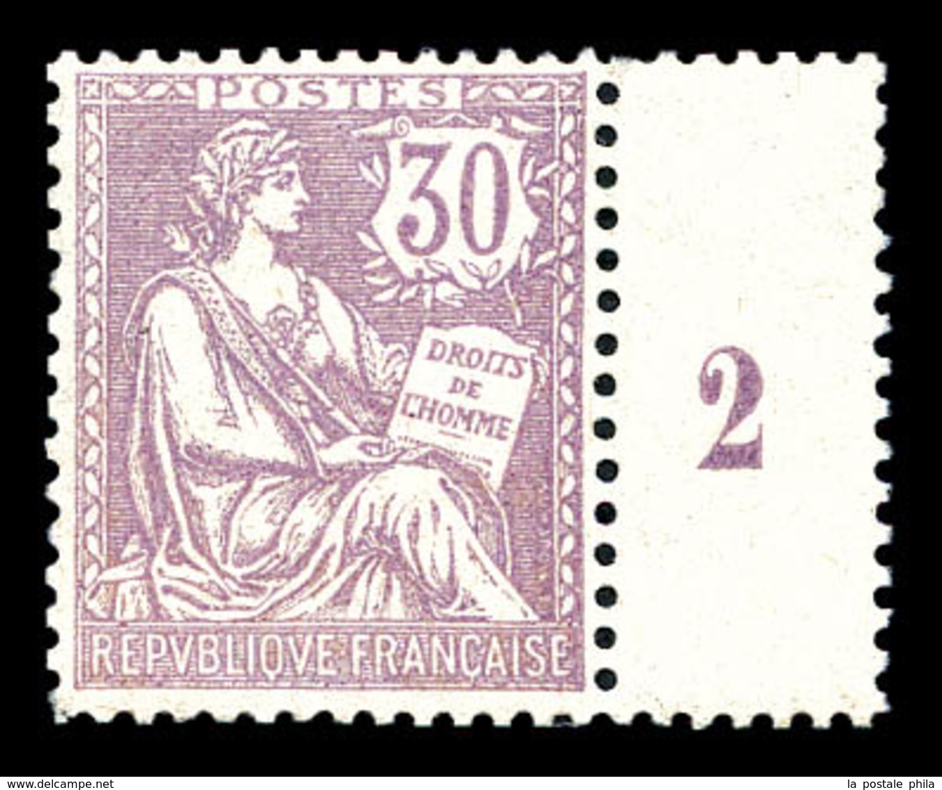 ** N°128, Mouchon, 30c Violet Bdf Millésime '2', TB (certificat)  Qualité: **  Cote: 1000 Euros - 1900-02 Mouchon