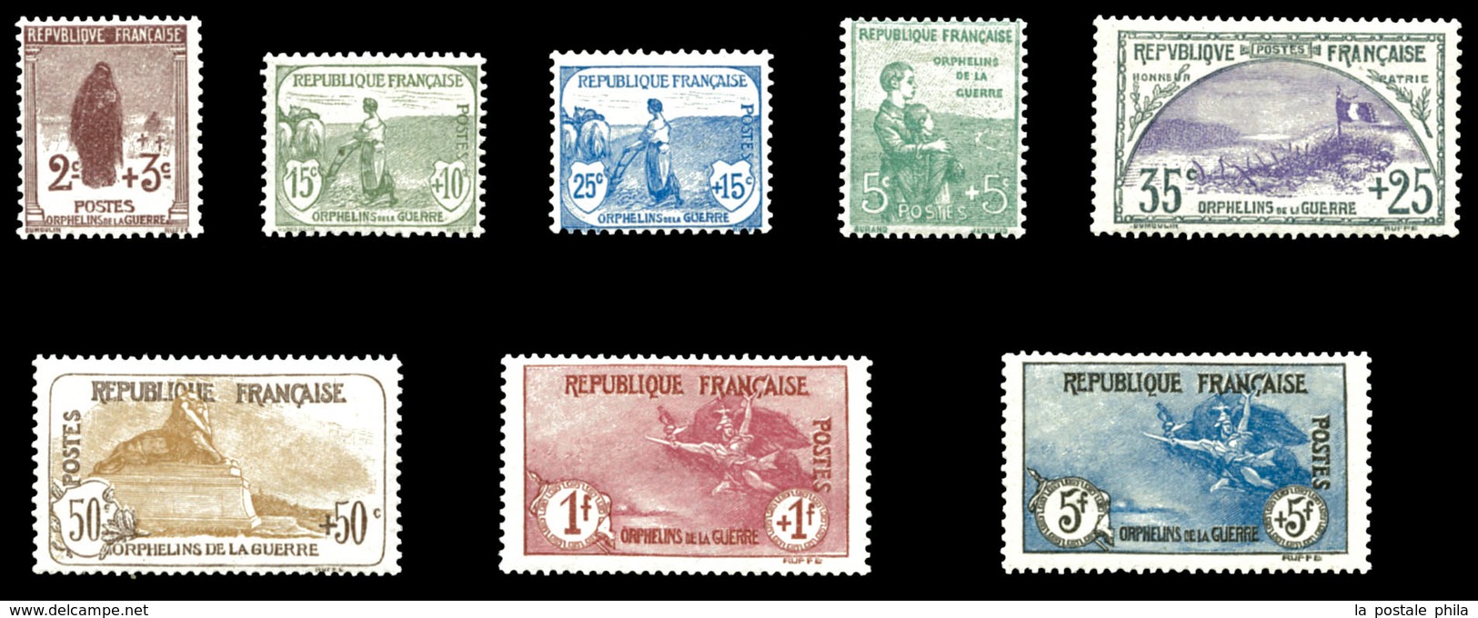 ** N°148/55, Série Orphelins De 1917, Les 8 Valeurs Fraîcheur Postale, Très Bon Centrage D'ensemble. SUPERBE. R.R. (cert - 1900-02 Mouchon