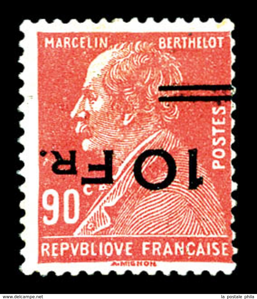 * N°3a, Ile De France, Berthelot 10F Sur 90c Rouge, Surcharge Renversée, SUPERBE. R.R.R (signé Brun/certificat)   Qualit - 1927-1959 Mint/hinged