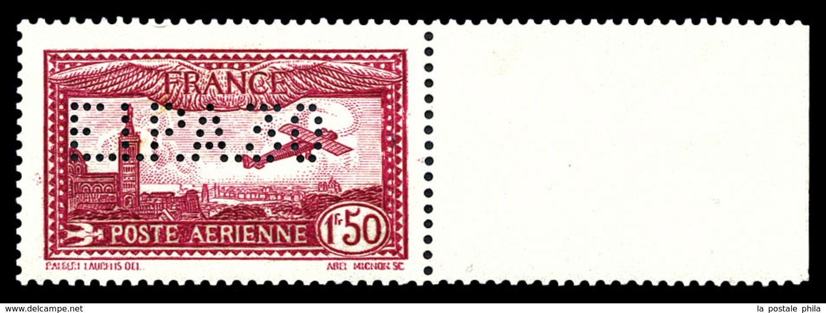 ** N°6d, 1F50 Carmin Perforé E.I.P.A.30, Bord De Feuille Latéral, SUP (certificat)  Qualité: **  Cote: 5000 Euros - 1927-1959 Mint/hinged