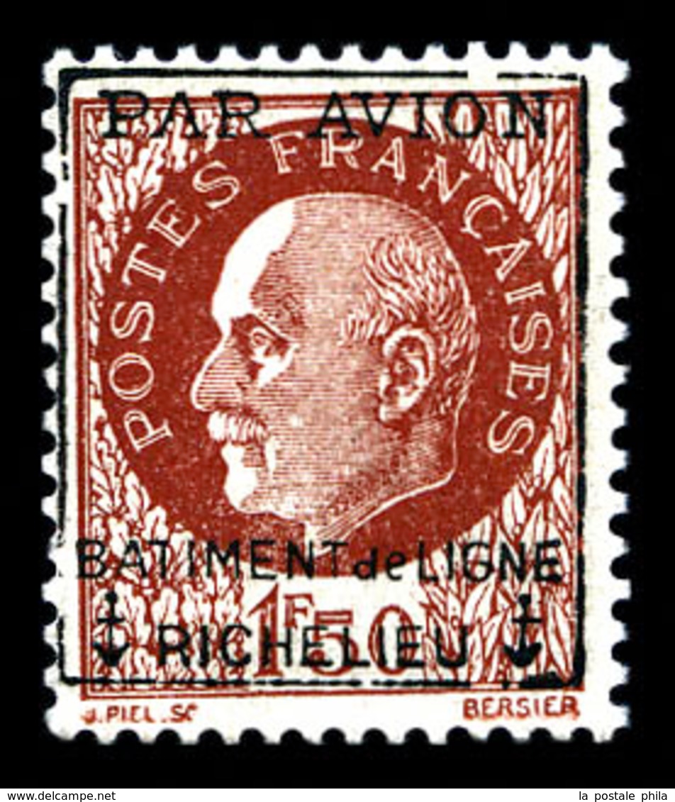 ** N°3, 1f50 Brun Pétain, BdF, TTB (signé)  Qualité: **  Cote: 240 Euros - Military Airmail