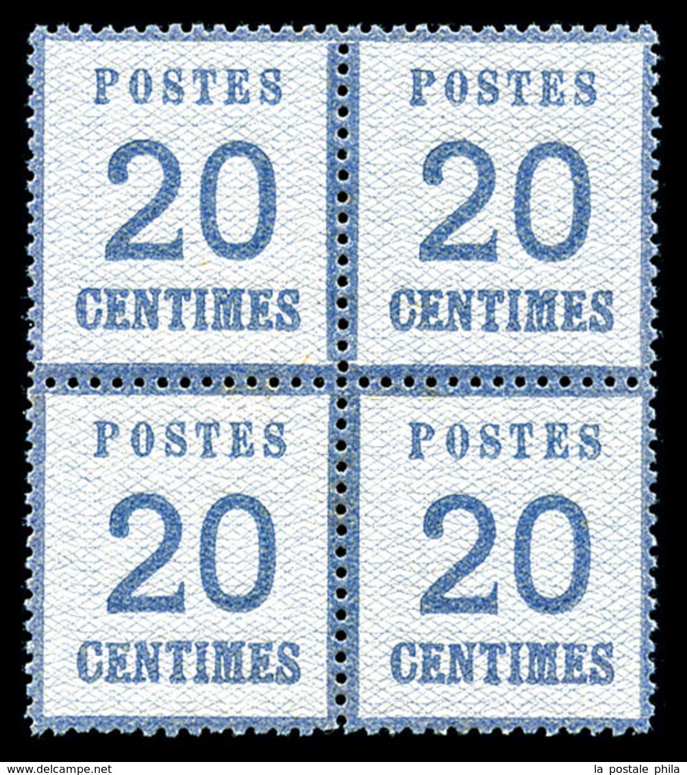 ** N°6, 20c Bleu En Bloc De Quatre, Fraîcheur Postale, TRES BON CENTRAGE, SUPERBE (certificat)  Qualité: ** - Other & Unclassified