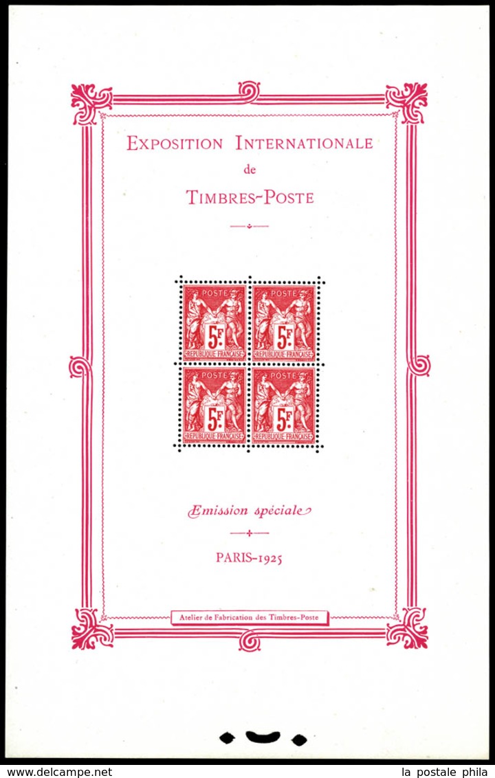 ** N°1, Exposition Philatélique De Paris 1925, FRAICHEUR POSTALE, SUPERBE. R. (certificat)  Qualité: **  Cote: 5500 Euro - Mint/Hinged