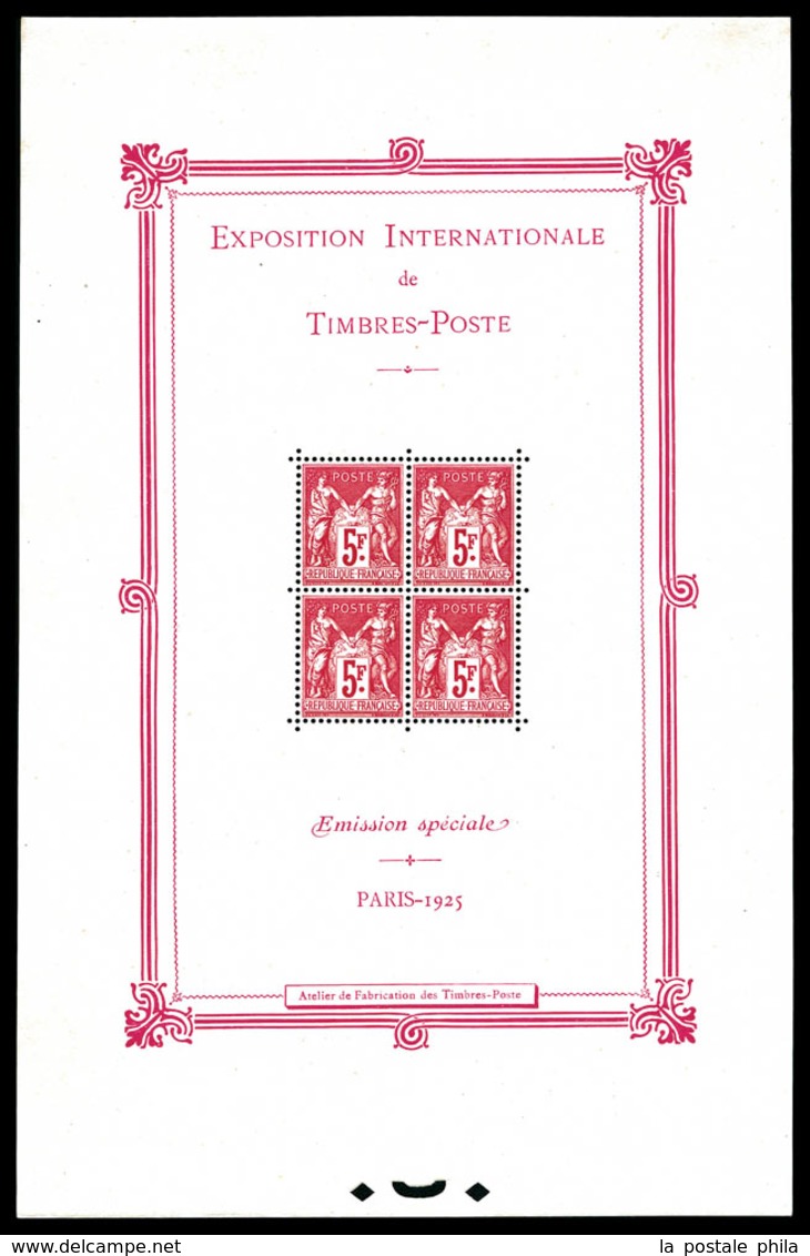 ** N°1, Exposition Philatélique De Paris 1925, Infimes Points De Gomme. TB (certificat)  Qualité: **  Cote: 5500 Euros - Ongebruikt