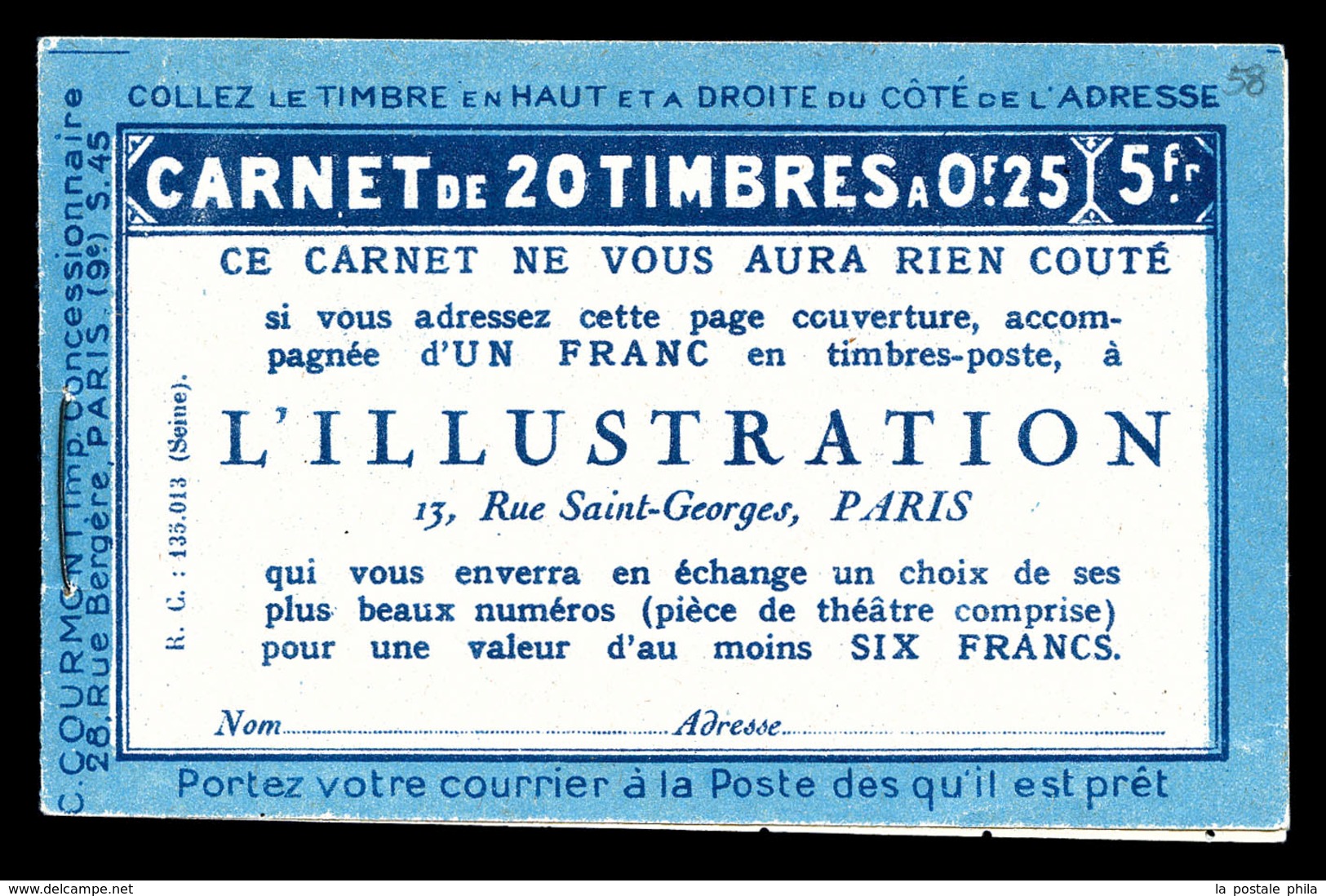 ** N°140-C11, Série 45-D, L'ILLUSTRATION Et OXYMENTHOL. SUP. R.R.R (certificat)  Qualité: ** - Andere & Zonder Classificatie