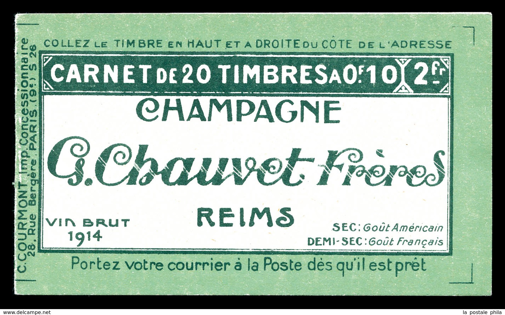 ** N°159-C2, Série 26 B, CHAMPAGNE CHAUVET Et AIGLE Avec 1 Timbre Isolé Au Type 1a (case13), RRE Et SUP (certificat)  Qu - Other & Unclassified