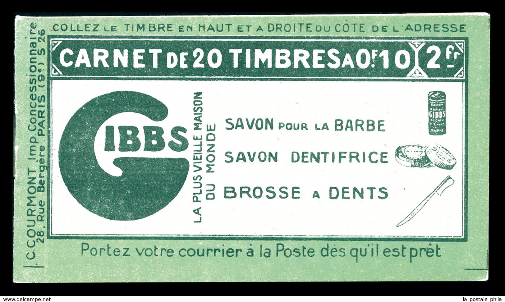 ** N°159-C2, Série 26-C, GIBBS Et AIGLE Avec Timbre Isolé Au Type 1a (case 13), SUP (certificat)  Qualité: ** - Andere & Zonder Classificatie