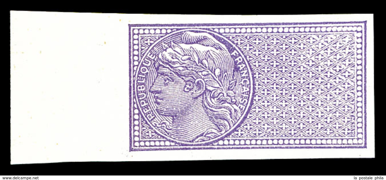 ** N°33g, Violet Sans Légende, NON DENTELÉ Bord De Feuille, SUPERBE (certificat)  Qualité: ** - Neufs