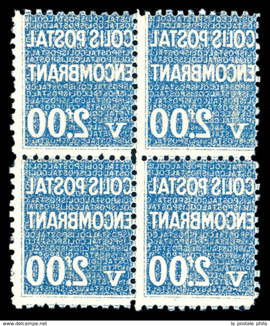 ** N°145, 2f Bleu, Recto-verso En Bloc De Quatre. SUP (certificat)  Qualité: **  Cote: 480 Euros - Mint/Hinged