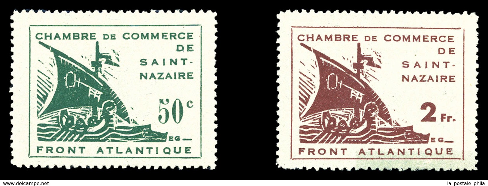 (*) N°8/9, Paire St Nazaire De 1945, SUP (certificat)  Qualité: (*)  Cote: 370 Euros - Oorlogszegels