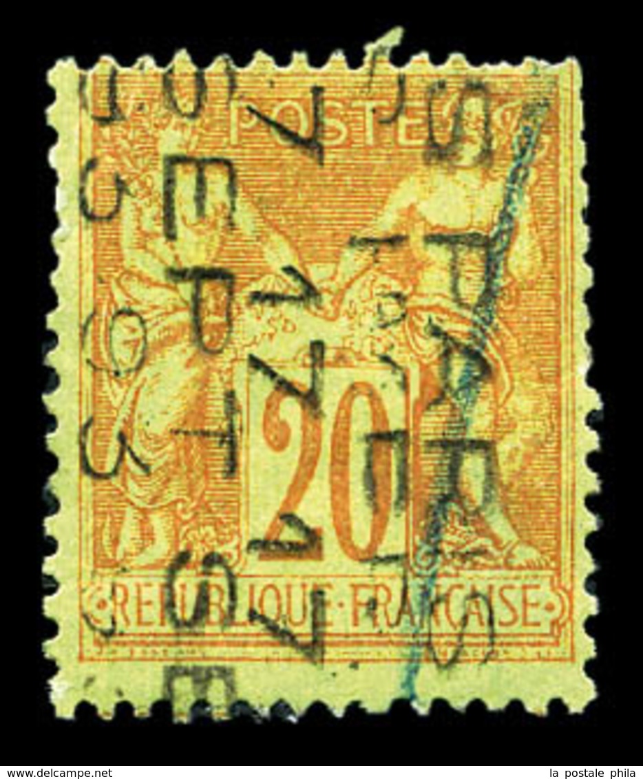 * N°18, 20c Brique Sur Vert Surchargé 5 Lignes Du 17 Septembre 1893, Pelurage (normal), Belle Présentation, TB. R.R (sig - 1893-1947