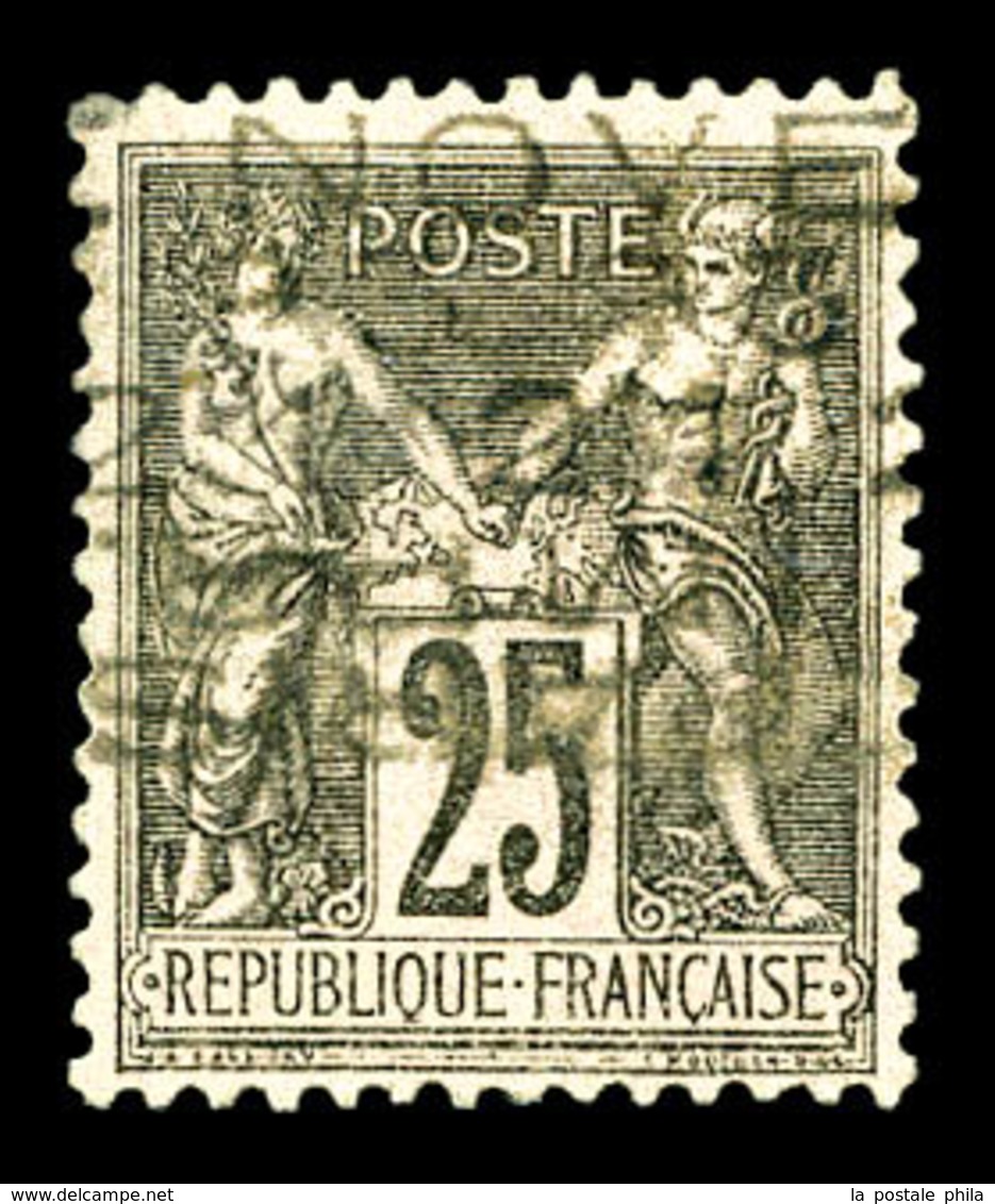 (*) N°19, 25c Noir Sur Rose Surchargé 5 Lignes Horizontalement Du 21 Novembre 1893, SUPERBE. R.R.R. (signé Margues/certi - 1893-1947