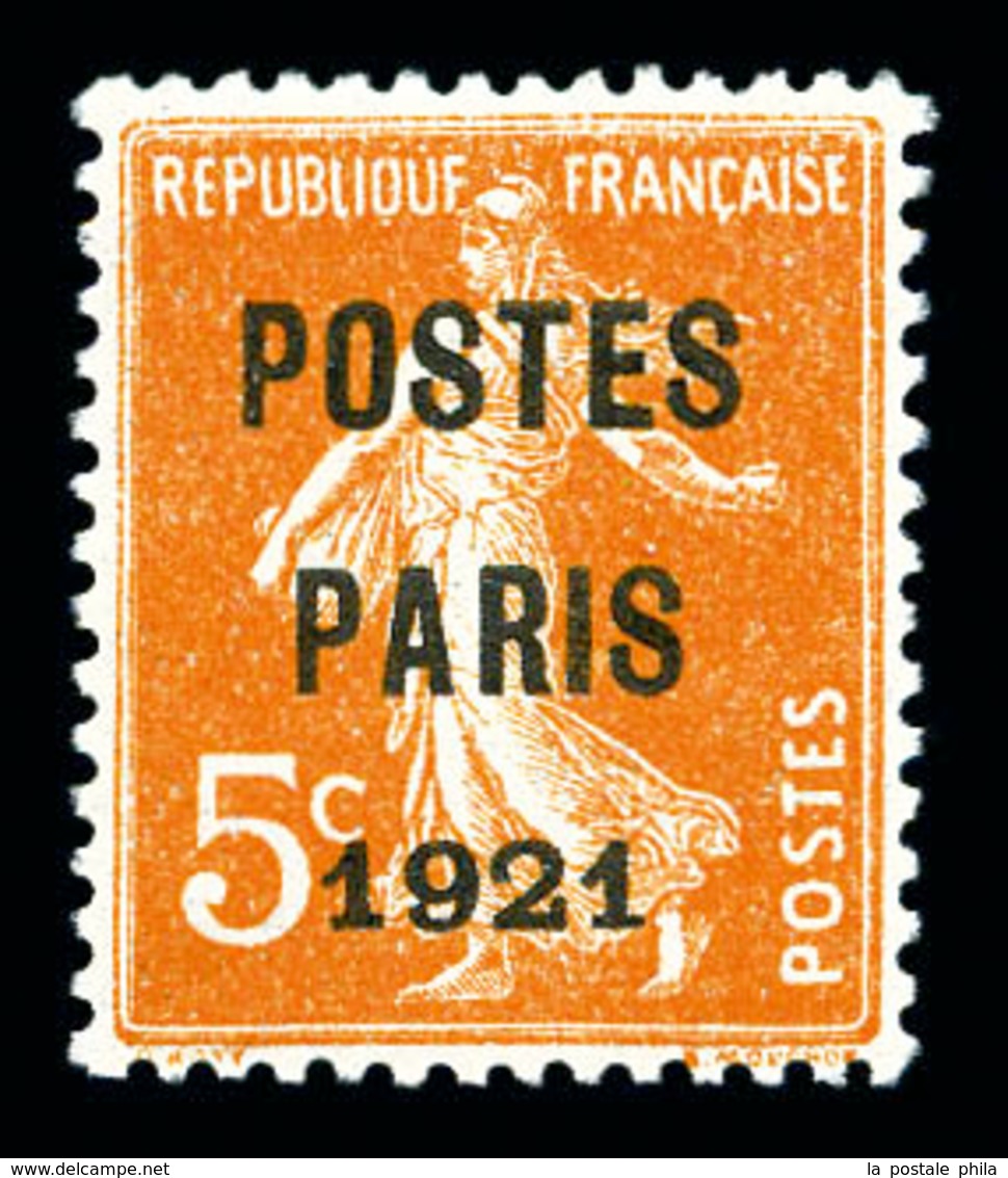 * N°27, 5c Orange Surchargé 'POSTE PARIS 1921', Très Bon Centrage. TTB (signé)  Qualité: *  Cote: 1885 Euros - 1893-1947