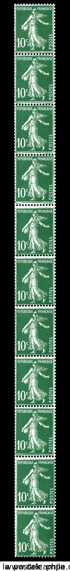 * N°17, 10c Semeuse, Bande De 11 Exemplaires Verticale. TB  Qualité: *  Cote: 100 Euros - Coil Stamps