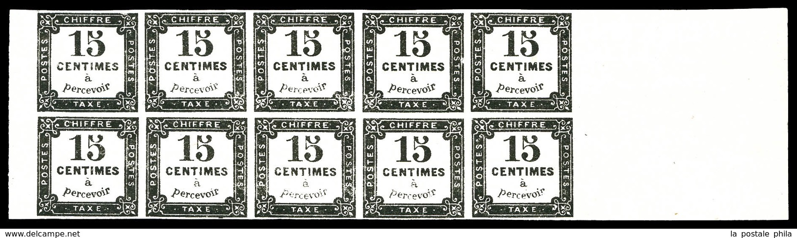 ** N°4, 15c Noir Litographié En Bloc De 10 Exemplaires, Grand Bord De Feuille Latéral, Fraîcheur Postale. SUP. R. (certi - 1859-1959 Afgestempeld