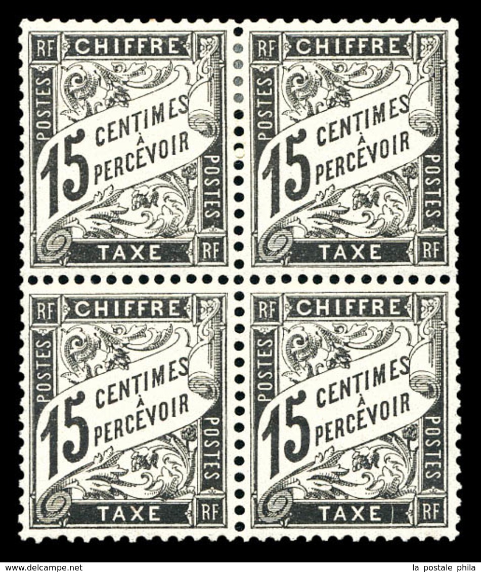 ** N°16, 15c Noir En Bloc De Quatre (2ex*), Très Bon Centrage, Fraîcheur Postale. SUP (certificat)  Qualité: ** - 1859-1959 Used