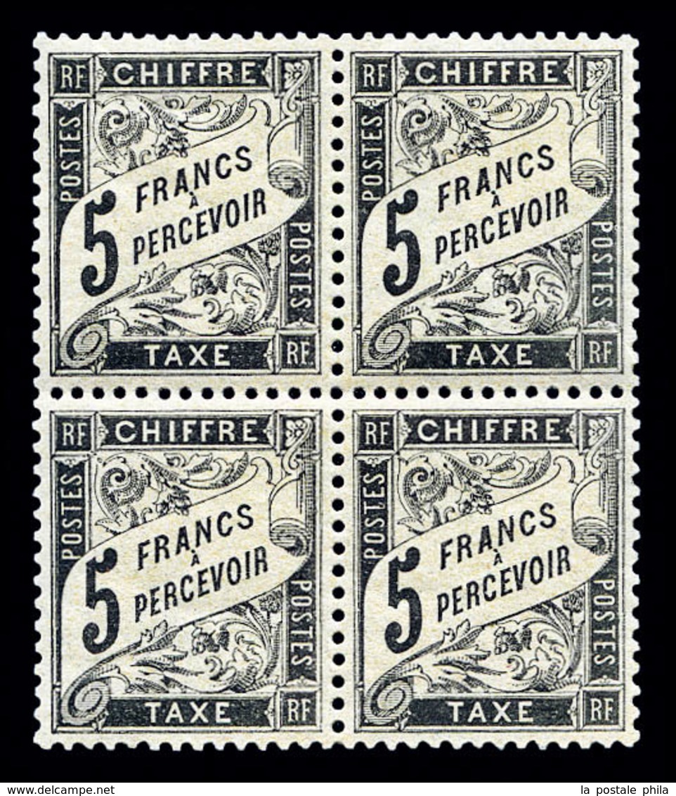 ** N°24, 5f Noir En Bloc De Quatre, Fraîcheur Postale, Centrage Parfait. SUPERBE. R.R.R (signé Calves/certificat)  Quali - 1859-1959 Usados