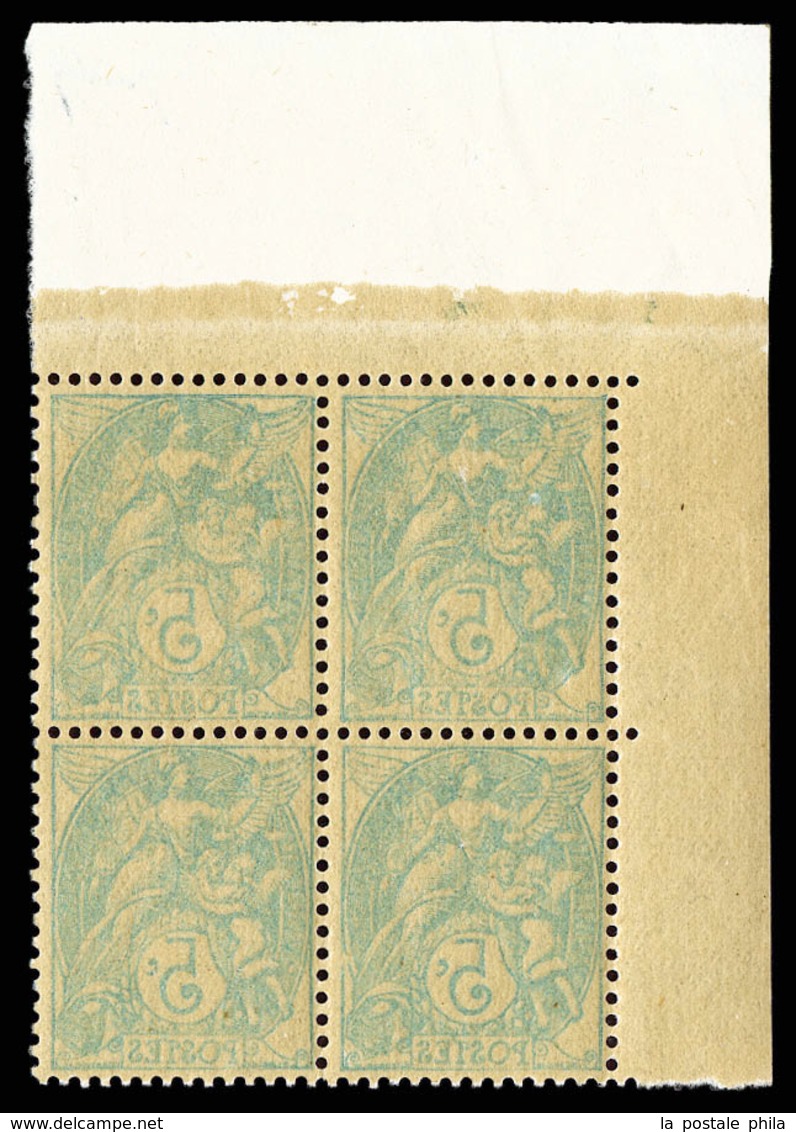 ** N°111i, 5c Blanc, Bloc De 4 Cdf, Impression Recto-verso. SUP  Qualité: **  Cote: 240 Euros - Unused Stamps